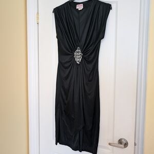 Vintage Black Dress with Embellished Detail